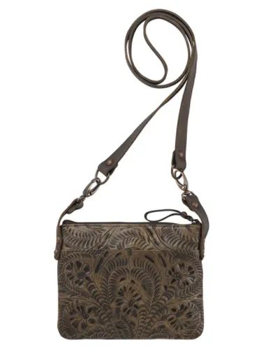 American West Handbag Hitchin' Post Collection: Trail Rider Crossbody Tooled Hip