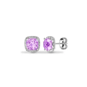 Amethyst Drop Earrings in 9k White Gold