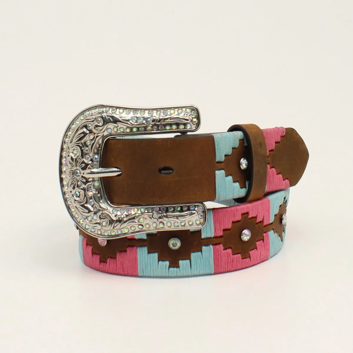 Angel Ranch Toddler Girls' Belt 1 1/4" Southwestern Lacing - Brown