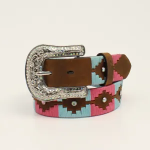 Angel Ranch Toddler Girls' Belt 1 1/4" Southwestern Lacing - Brown