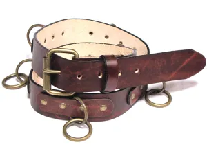 ARB-5  1 1/2" Antique Finish Bondage Belt w/Brass Rings