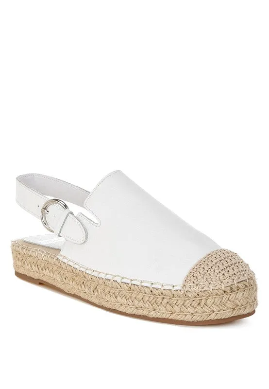 Azula White Genuine Leather Espadrilles Sandals