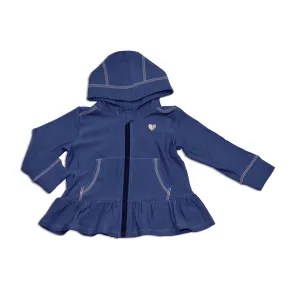 Bamboo Fleece Zip Hoodie w/Ruffle (Galactic Blue)