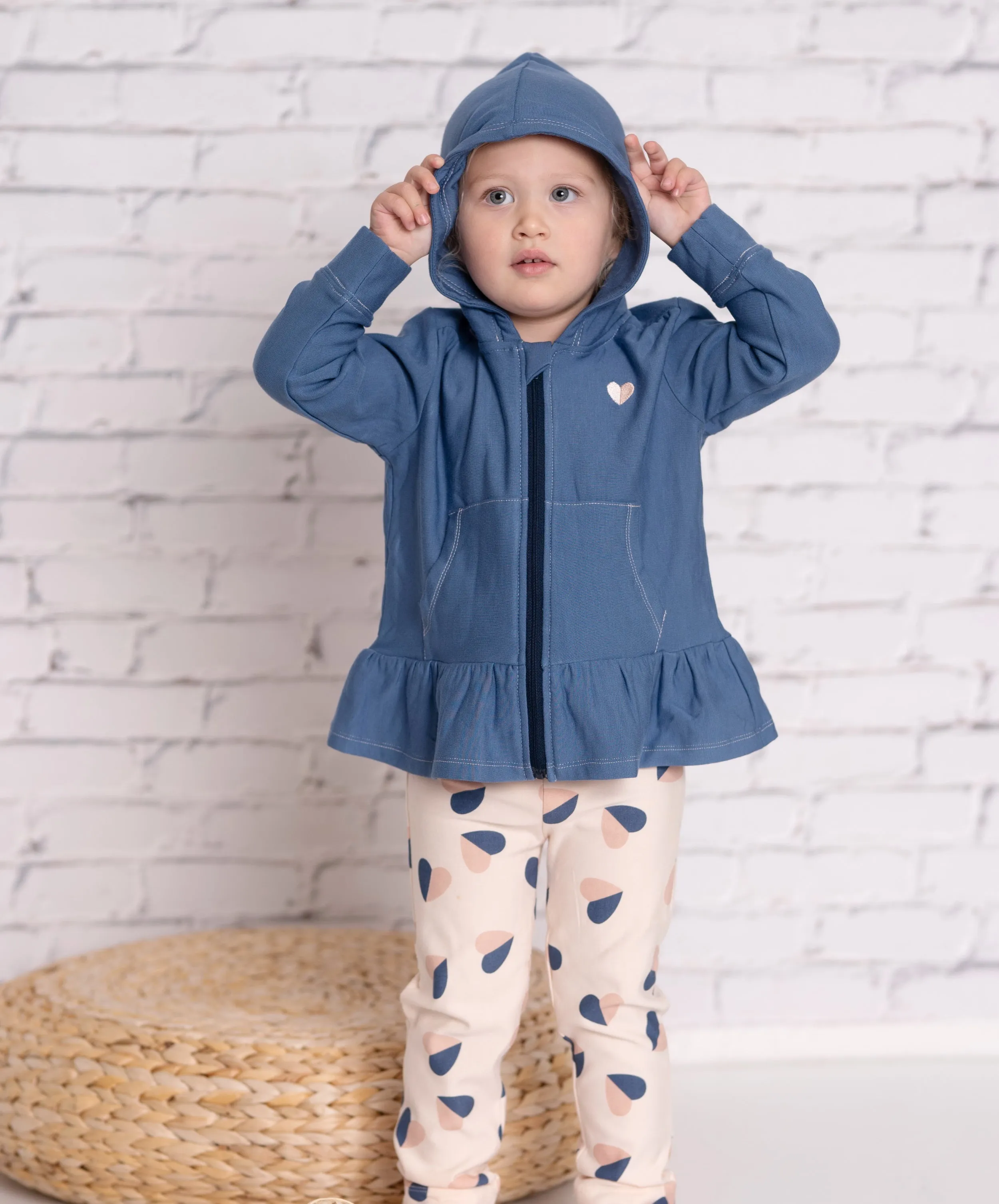 Bamboo Fleece Zip Hoodie w/Ruffle (Galactic Blue)