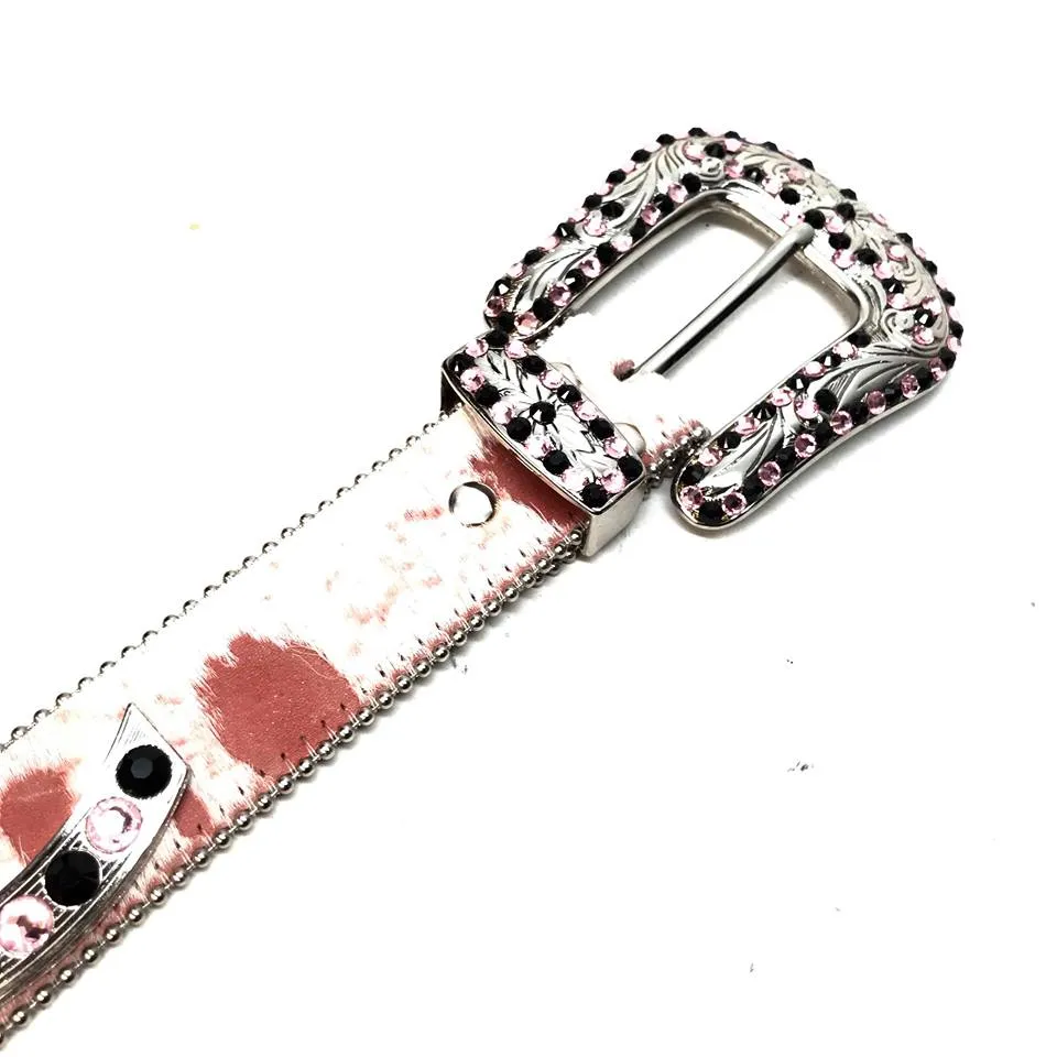 b.b. Simon Salmon/Black Pony Hair Crystal Belt