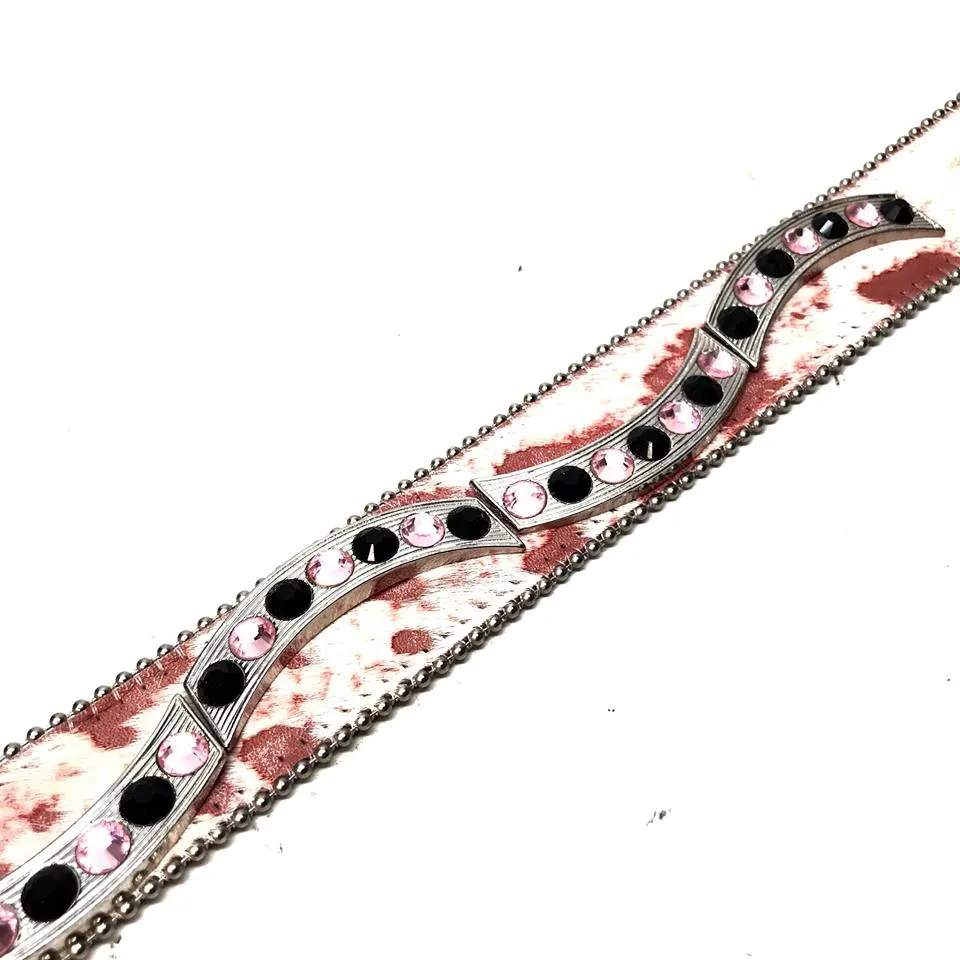 b.b. Simon Salmon/Black Pony Hair Crystal Belt