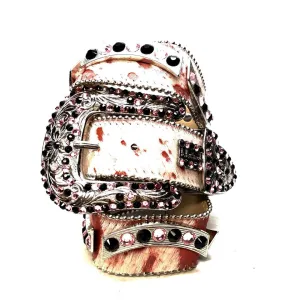 b.b. Simon Salmon/Black Pony Hair Crystal Belt