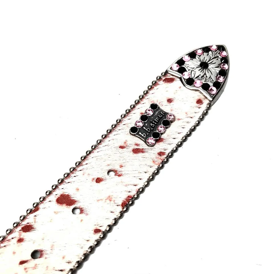 b.b. Simon Salmon/Black Pony Hair Crystal Belt