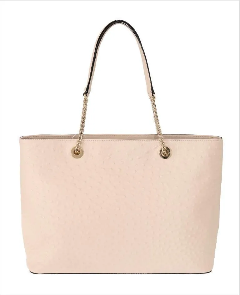 Beige HALSEY Ostrich Leather Tote Bag