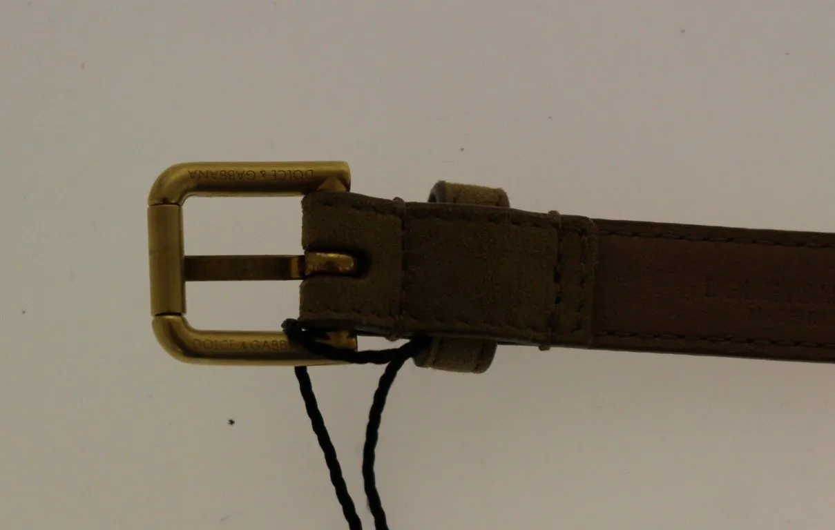 Beige Leather Suede Belt