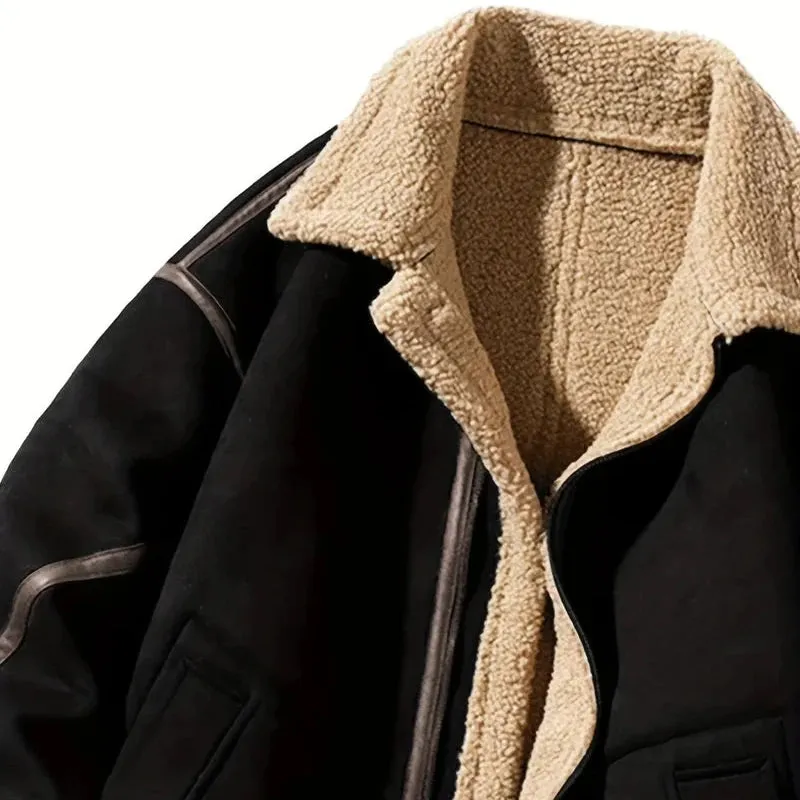 Betheknow Flauschige Wildlederjacke mit Fleecefutter für Herren
