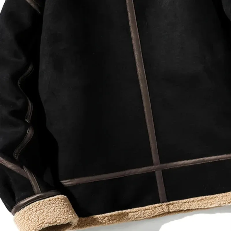 Betheknow Flauschige Wildlederjacke mit Fleecefutter für Herren