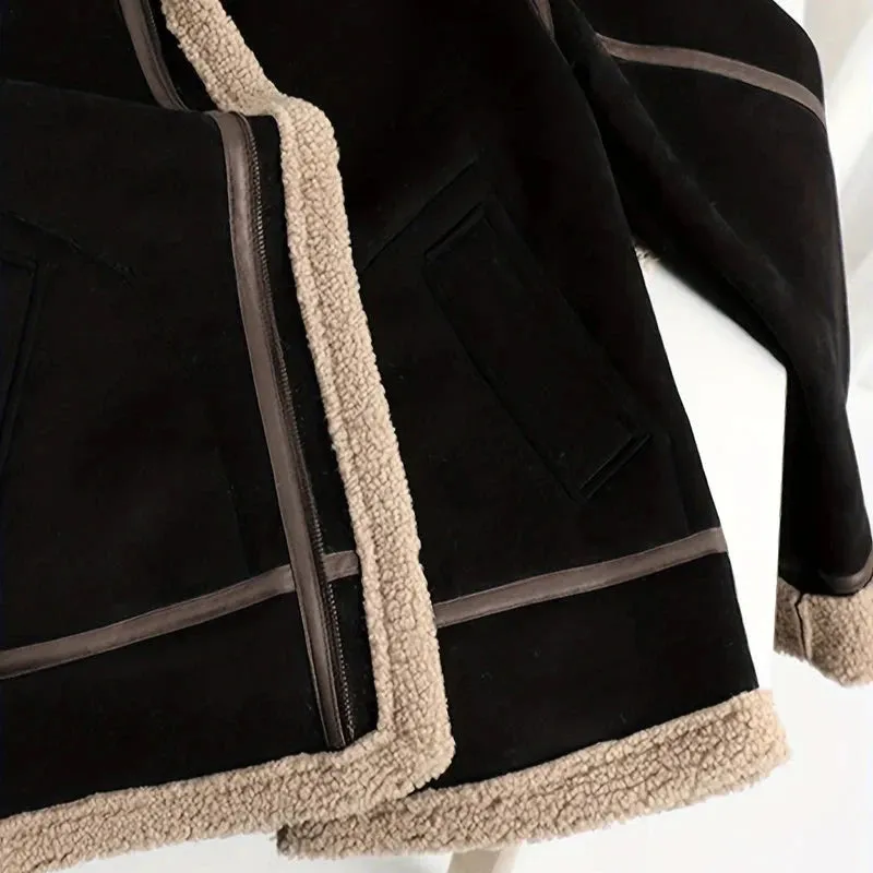Betheknow Flauschige Wildlederjacke mit Fleecefutter für Herren