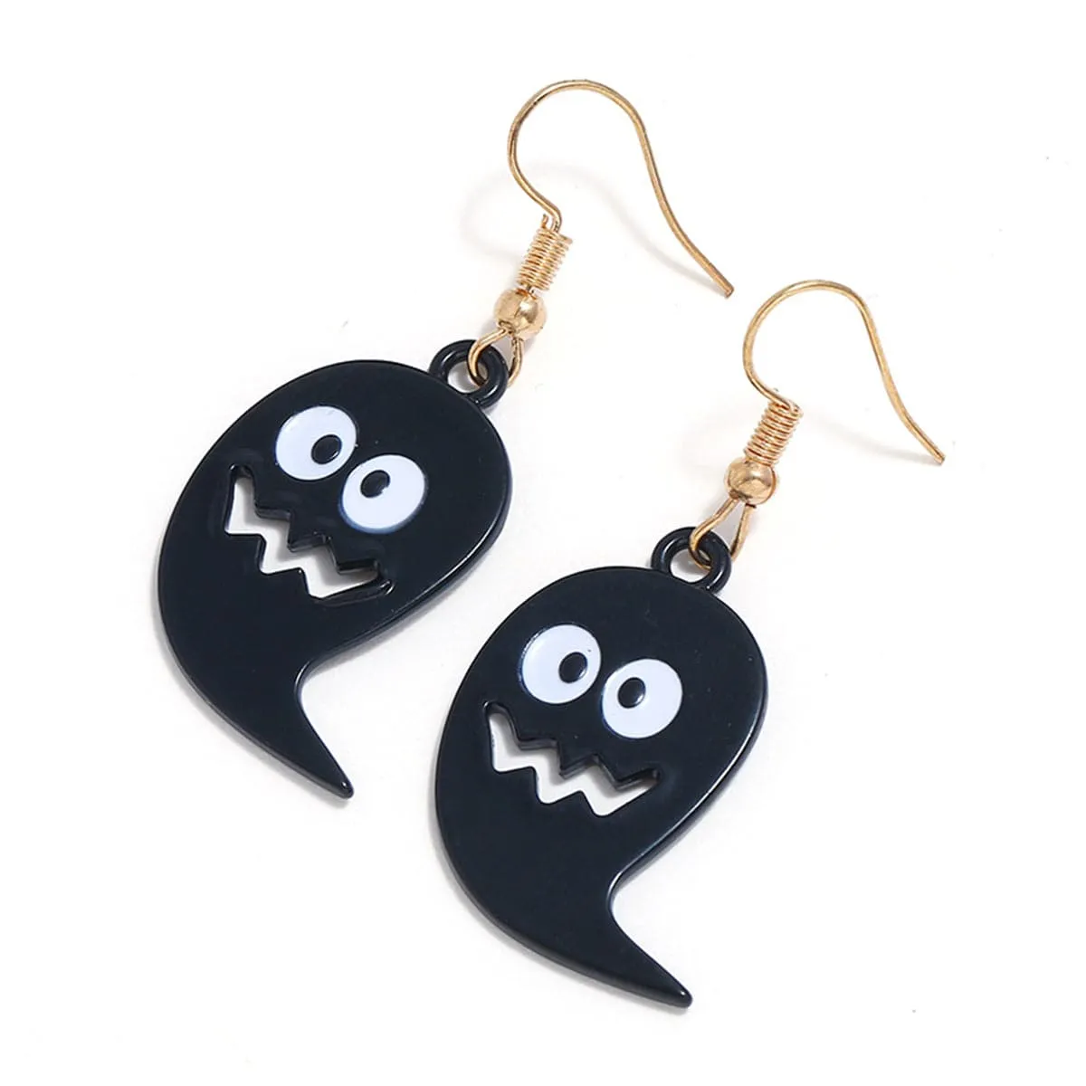Black & 18K Gold-Plated Ghost Drop Earrings