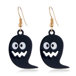 Black & 18K Gold-Plated Ghost Drop Earrings