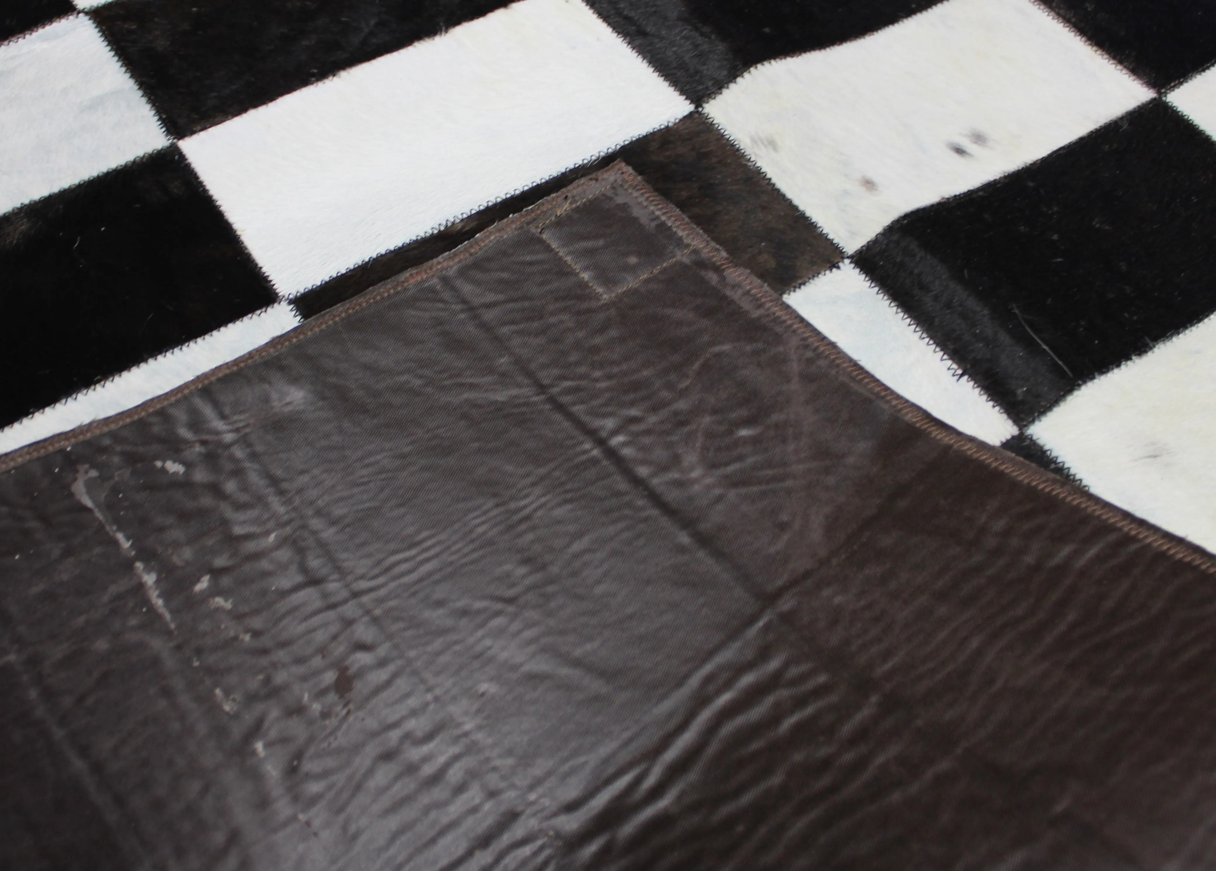Black & white Patchwork Cowhide Rug –  Size 47 x 41 IN | 119x 105 cm | Premium Cowhide Rug