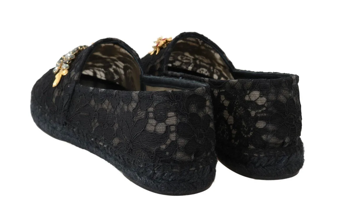Black Crystal Espadrilles Shoes