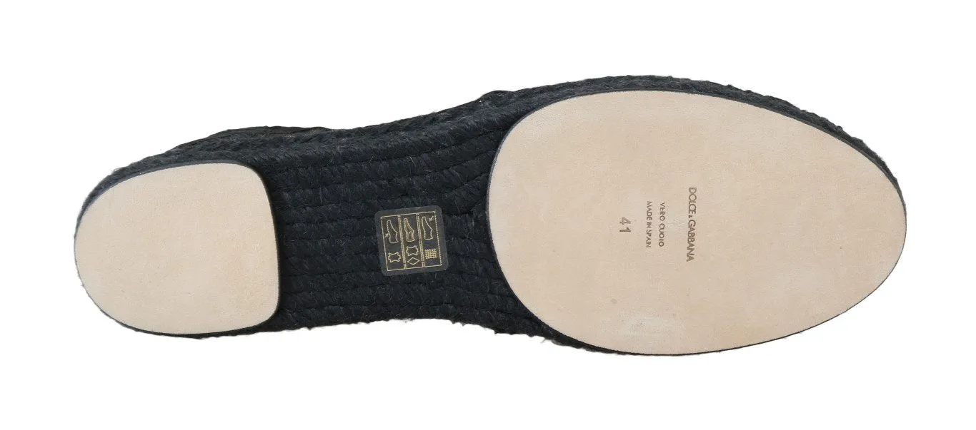 Black Crystal Espadrilles Shoes