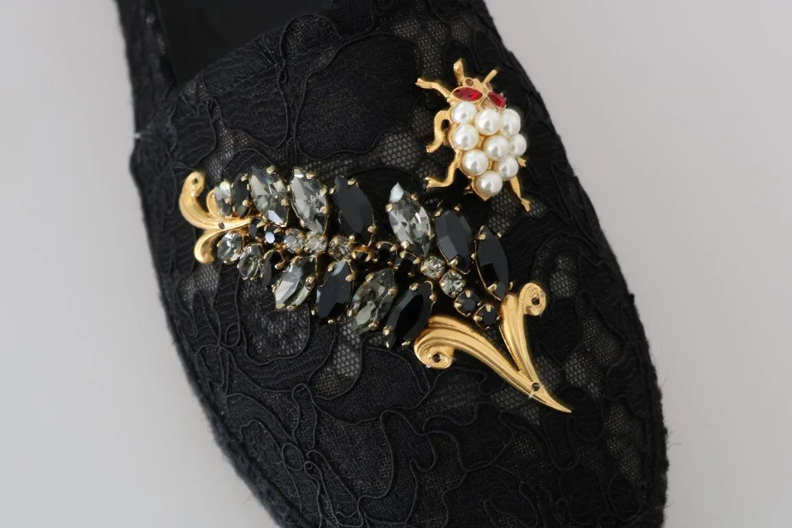 Black Crystal Espadrilles Shoes