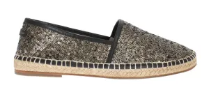 Black Gold Sequined Loafers Espadrilles