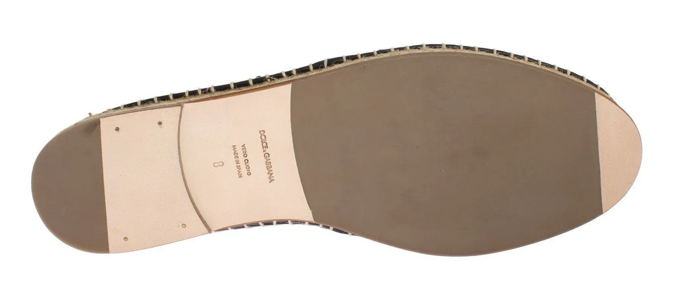 Black Gold Sequined Loafers Espadrilles