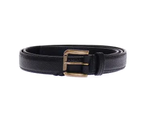 Black Leather Logo Belt