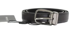 Black Leather Silver Buckle Belt