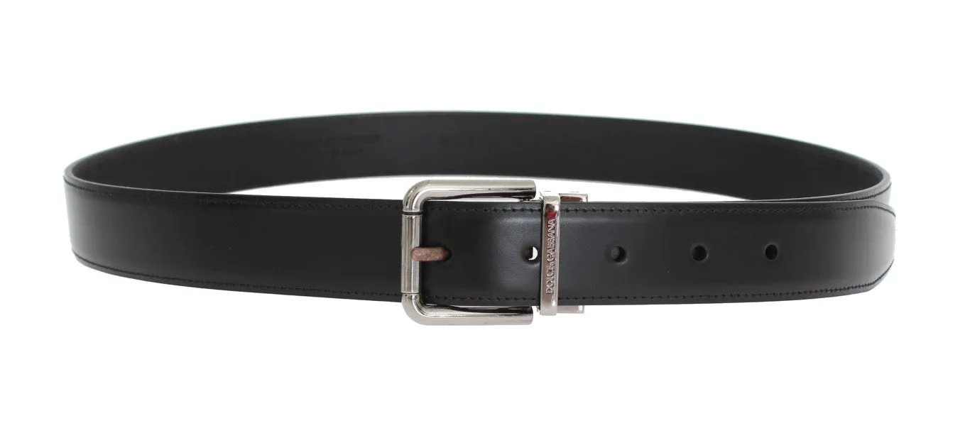 Black Leather Silver Buckle Belt