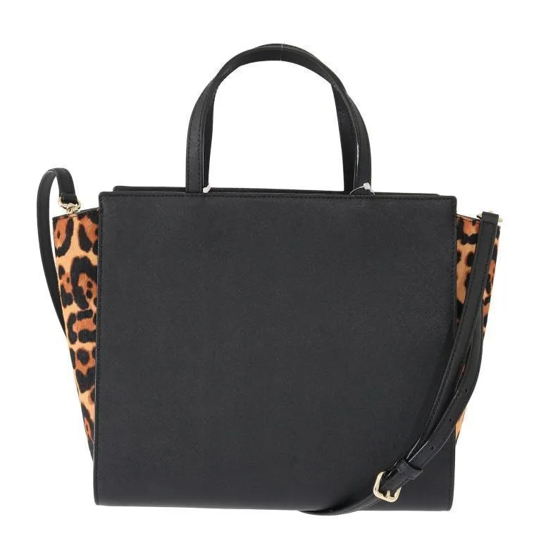 Black LEOPARD HAYDEN Leather Handbag