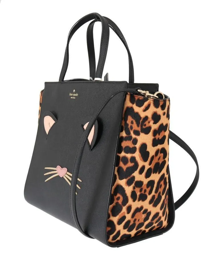 Black LEOPARD HAYDEN Leather Handbag