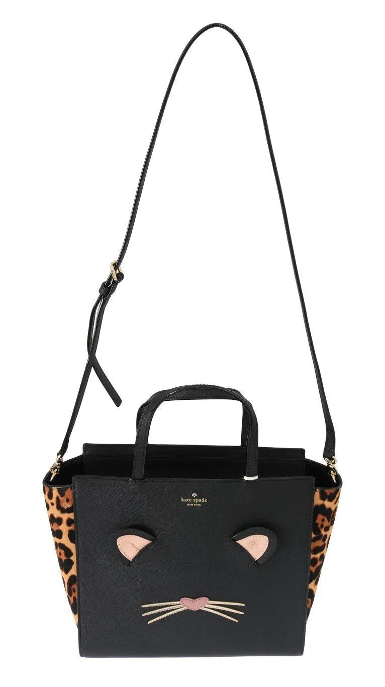 Black LEOPARD HAYDEN Leather Handbag