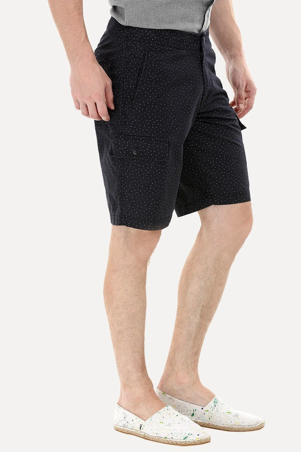 Black Printed Cargo Shorts