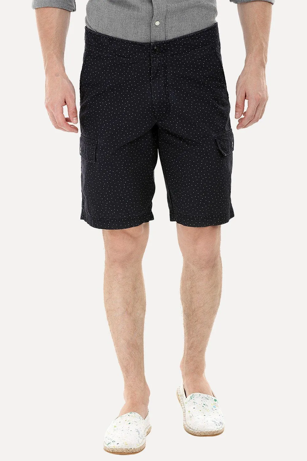 Black Printed Cargo Shorts