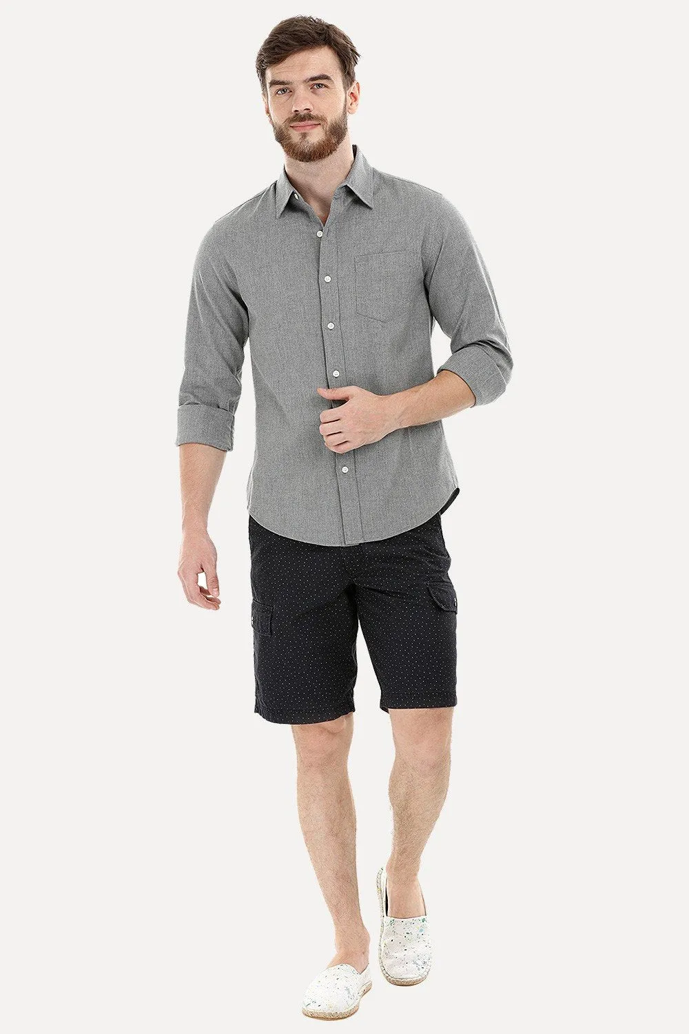 Black Printed Cargo Shorts