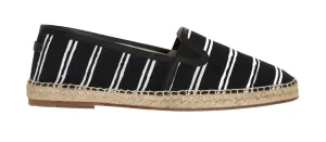 Black White Striped Canvas Espadrilles