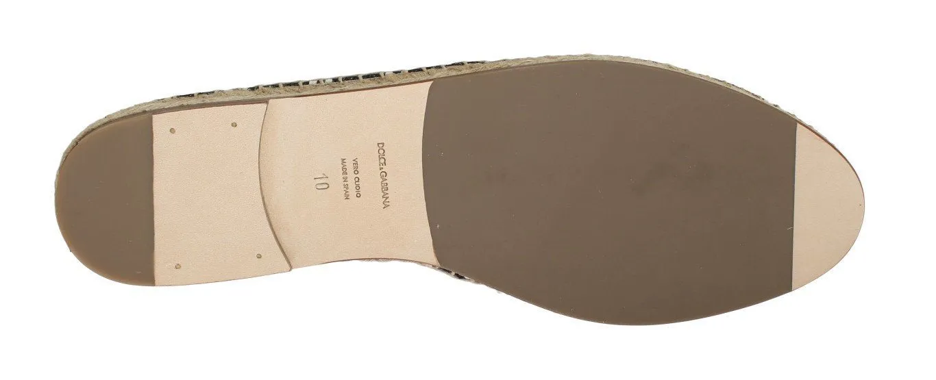 Black White Striped Canvas Espadrilles