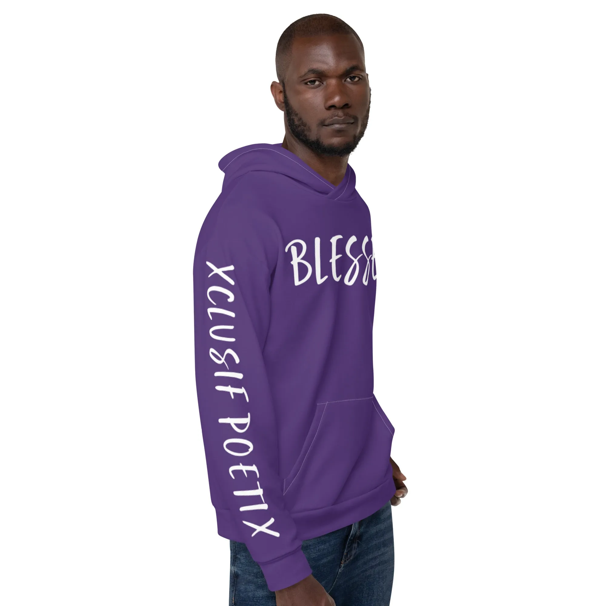 BLESSED BY XCLUSIF POETIX PURPLE & WHITE Unisex Hoodie