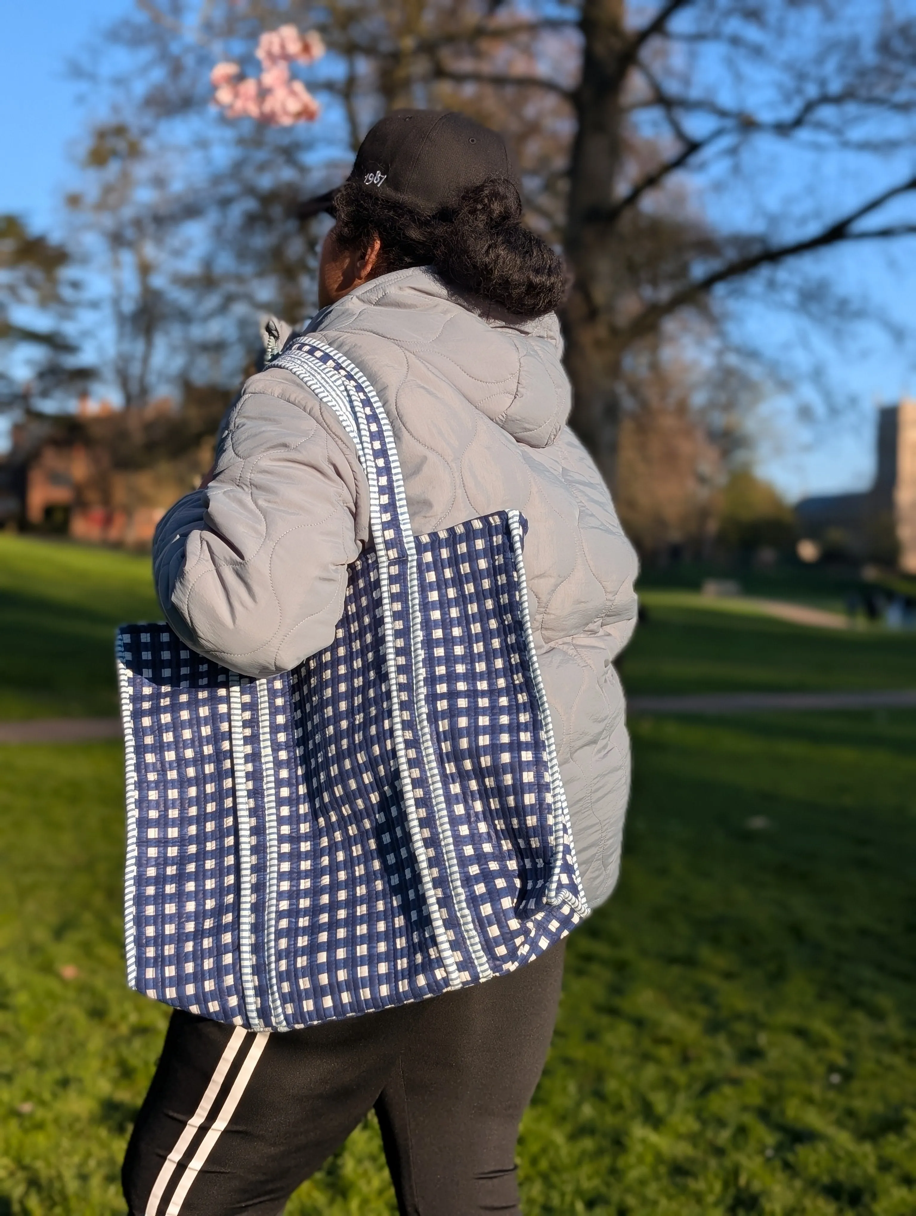 BLUE CHECK REVERSIBLE BAG