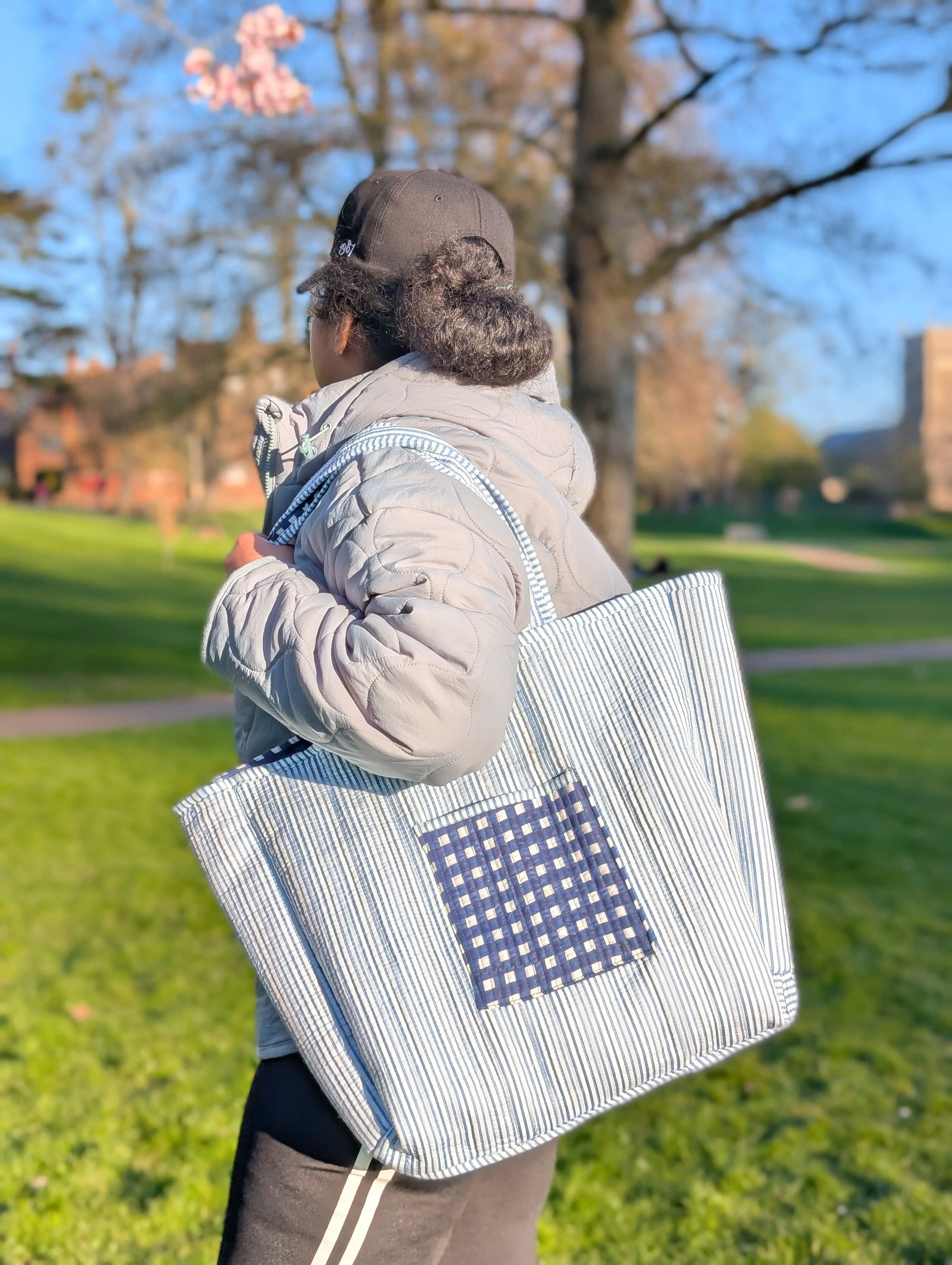 BLUE CHECK REVERSIBLE BAG