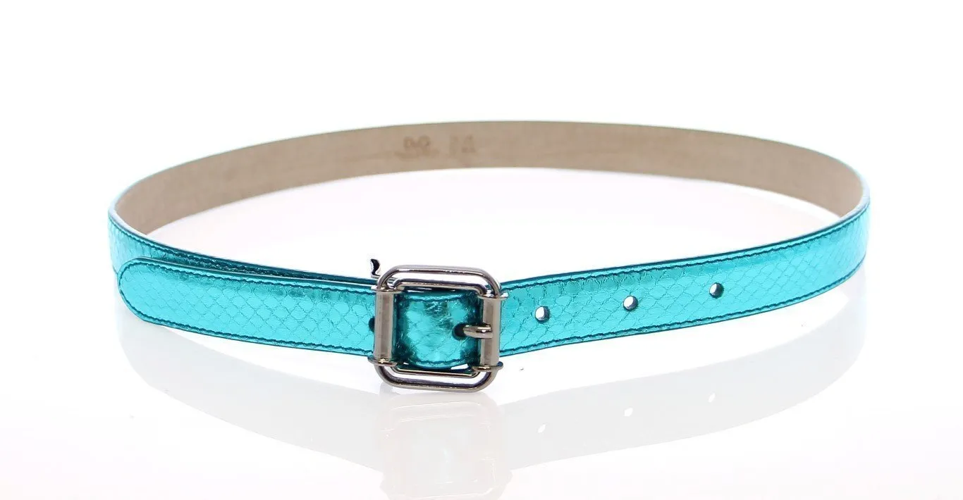 Blue Leather Logo Belt