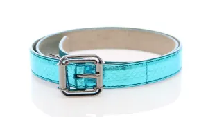 Blue Leather Logo Belt