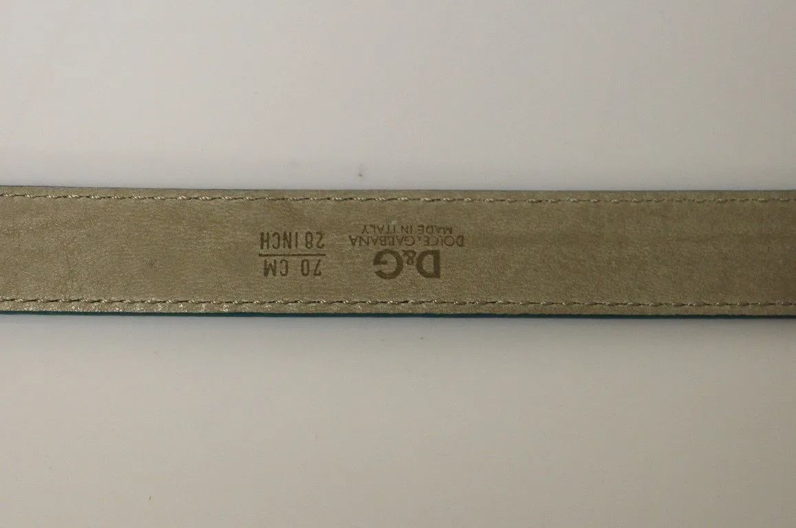 Blue Leather Logo Belt