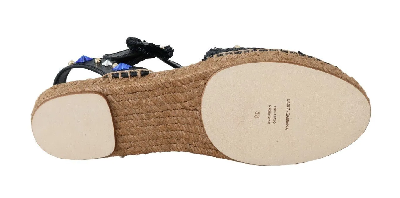 Blue Raffia Anchor Espadrilles Sandals