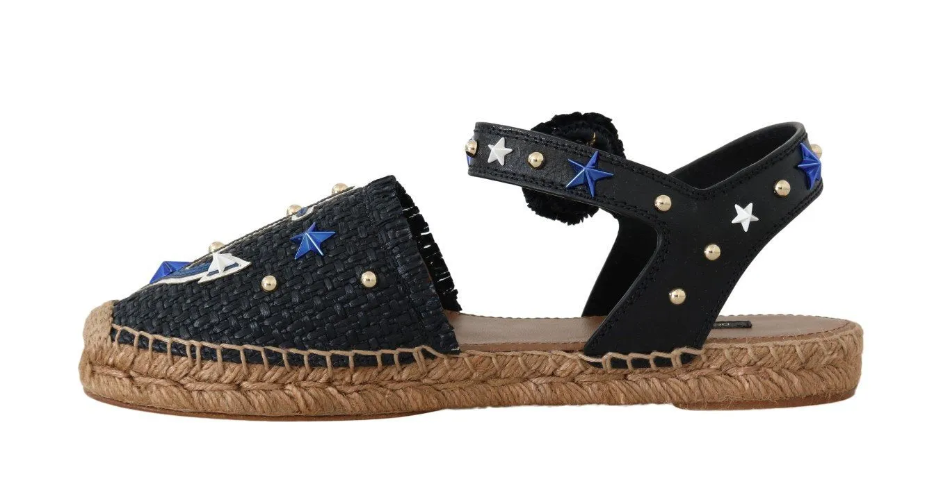Blue Raffia Anchor Espadrilles Sandals