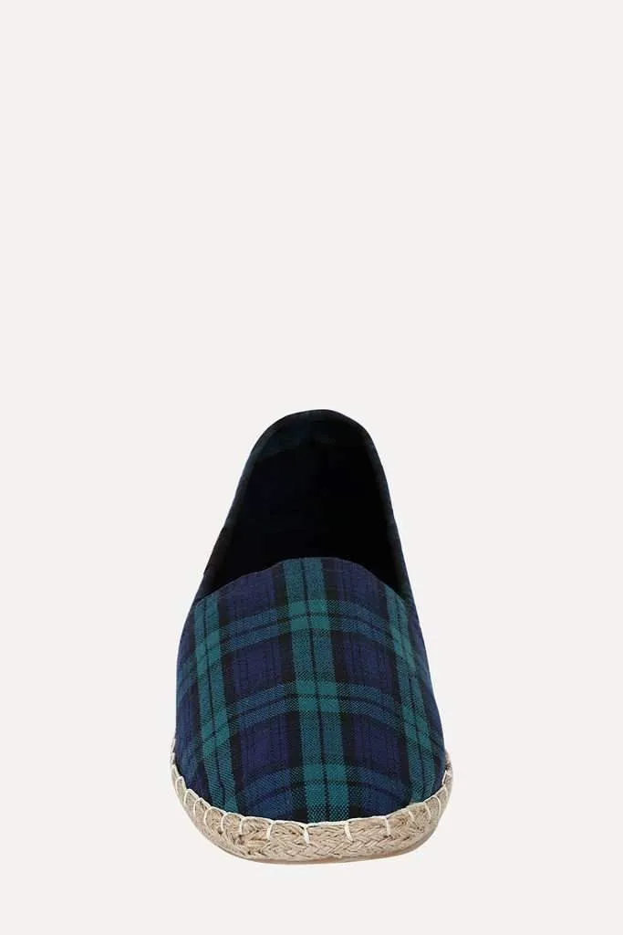 Blue Tartan Plaid Elastic Espadrilles