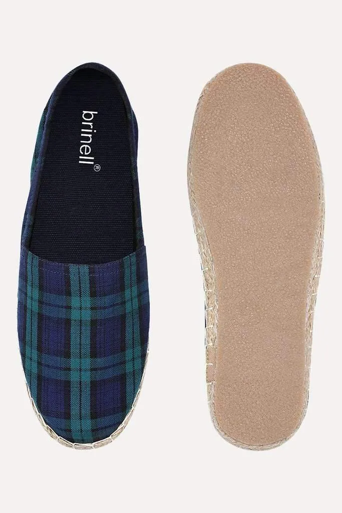 Blue Tartan Plaid Elastic Espadrilles