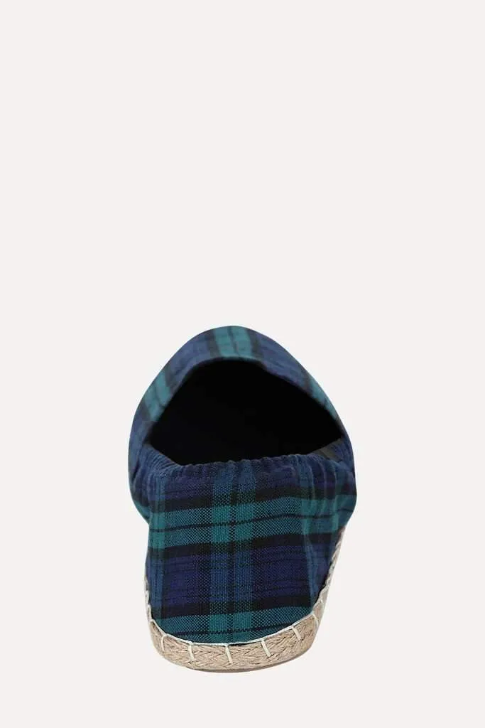 Blue Tartan Plaid Elastic Espadrilles