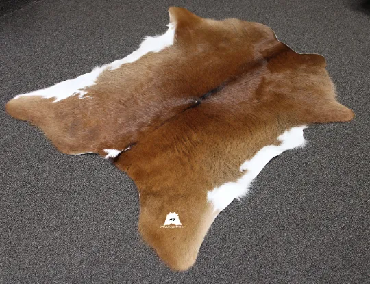 Brown & White   Calfskin Rug Size 3ft x 3ft - Premium Quality Cowhide Rug