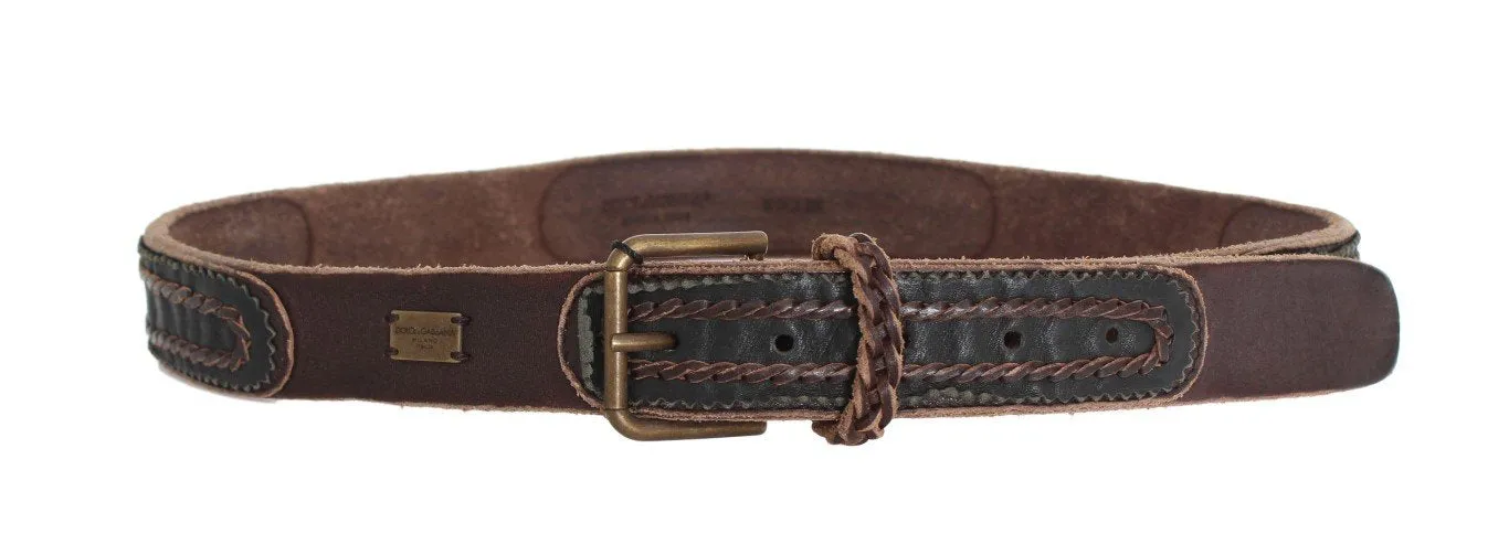 Brown Leather Gold Buckle Belt