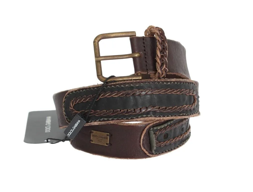 Brown Leather Gold Buckle Belt